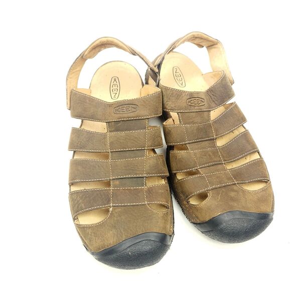 KEEN Mens 11 Leather Sandals Fisherman Style Brown Huarache - Picture 4 of 7